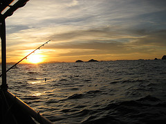 Phuket night fishinf starts at sunset and darkness falls