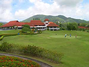 Phuket golf course with green senery and lake view