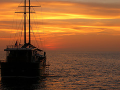 charter with sunset
