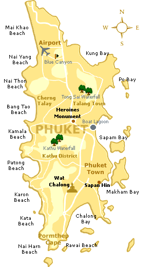 Map of Phuket general information from north to south